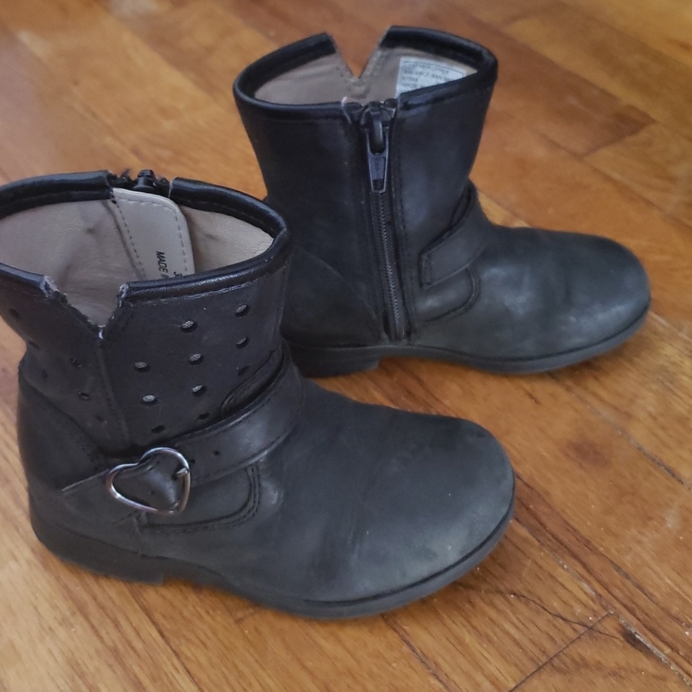 Baby Girl black Leather Boots